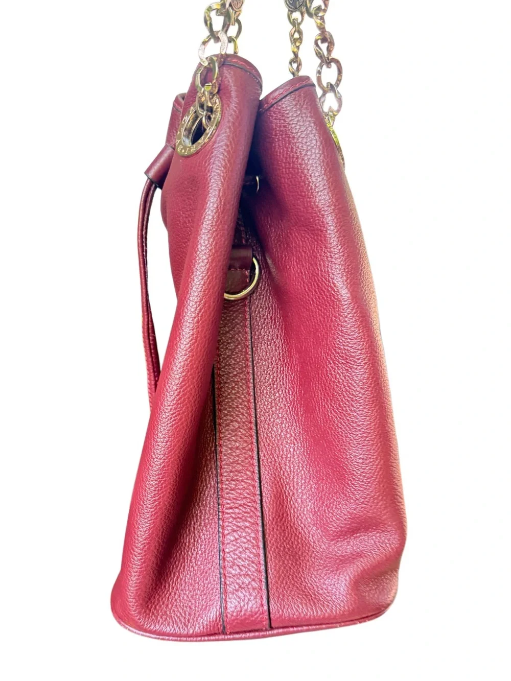 LEATHER  Women's Red Leather Chain-Handle Tote Bag